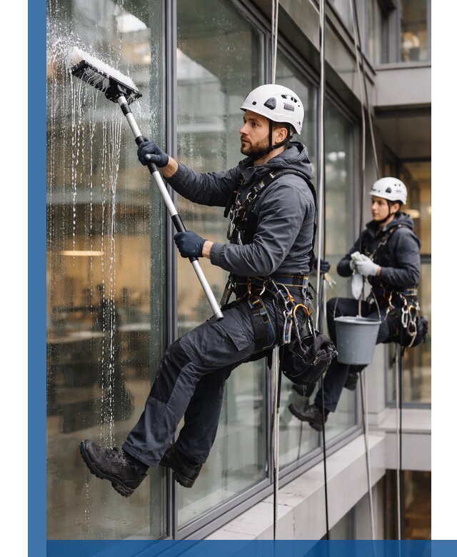 Профессиональная мойка витражей промышленными альпинистами в Черемхове