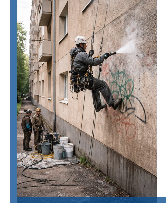 Удаление граффити с фасада в Черемхове без следов и повреждений