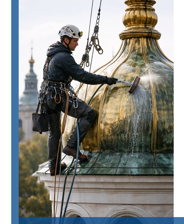 Профессиональная мойка куполов и шпилей высотными альпинистами в Черемхове