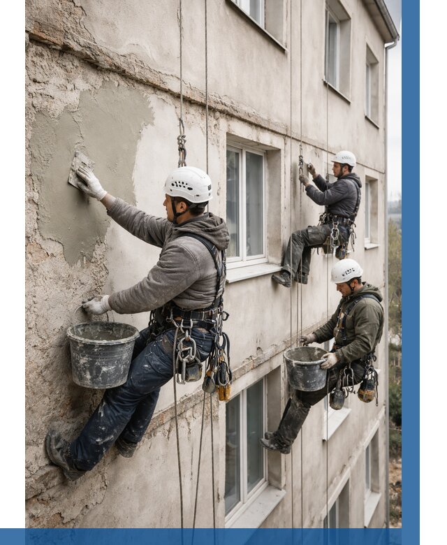 Ремонт штукатурного фасада в Черемхове от 782 р. под ключ | ВЫСОТНИК-Чрм