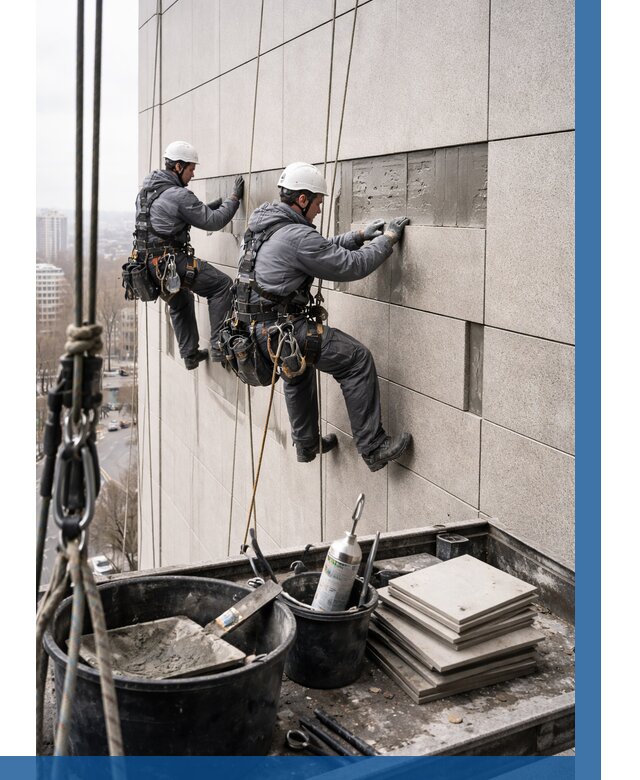 Ремонт фасада из керамогранита в Черемхове от 2607 р. | ВЫСОТНИК-Чрм