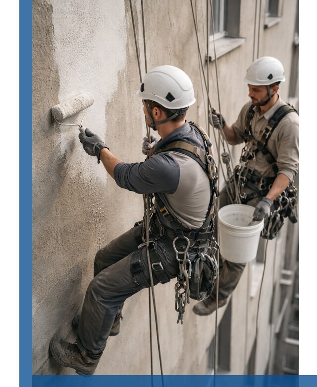 Грунтовка фасада на высоте в Черемхове промышленными альпинистами