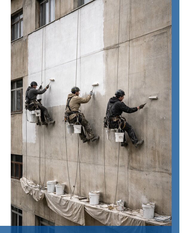 Покраска бетонного фасада в Черемхове от 365 р за м2 | ВЫСОТНИК-Чрм