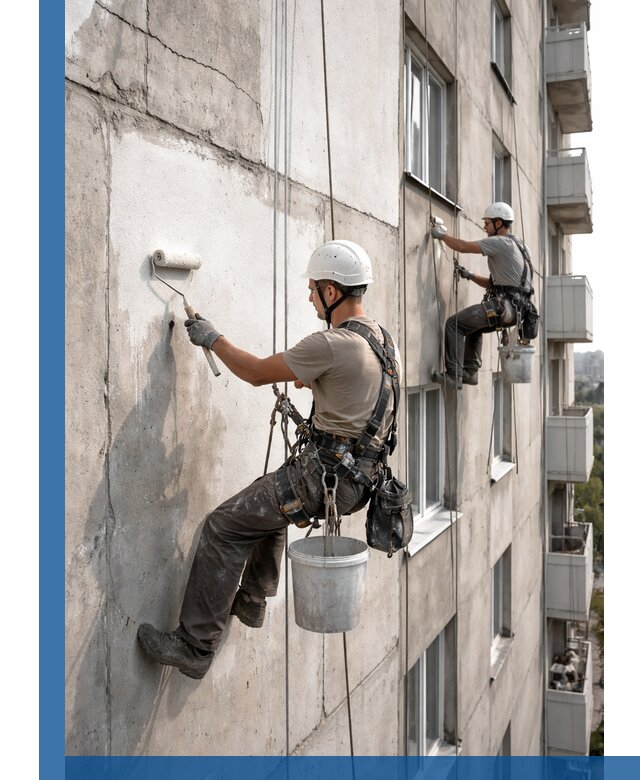 Покраска бетонного фасада в Черемхове для жилых и промышленных объектов