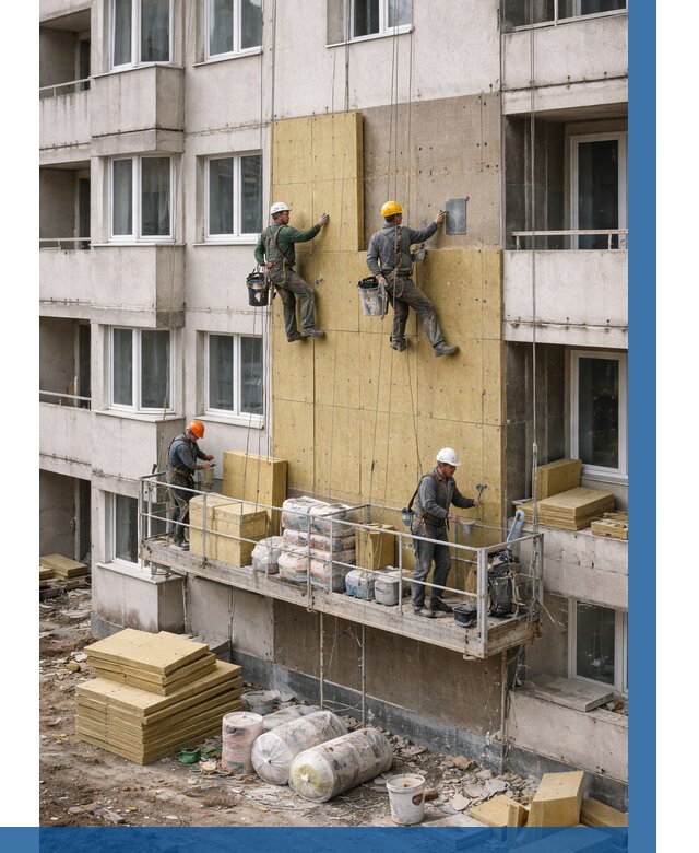 Утепление фасада минватой в Черемхове от 1564 р. | ВЫСОТНИК-Чрм