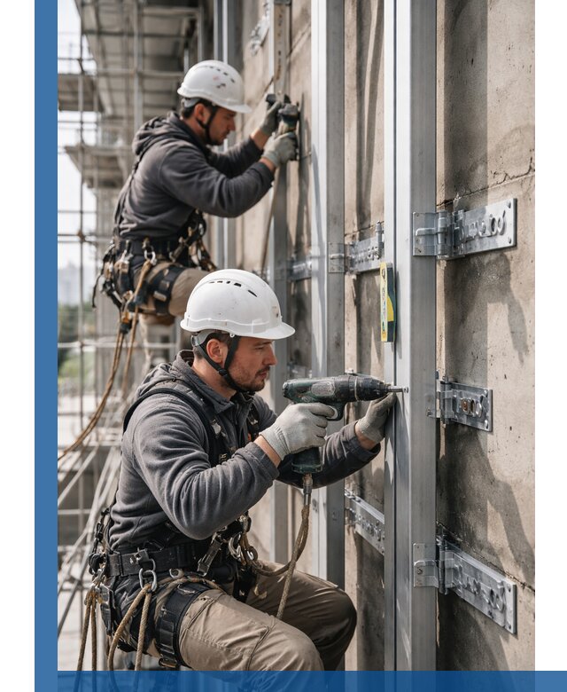 Монтаж и крепление подсистемы вентфасада в Черемхове