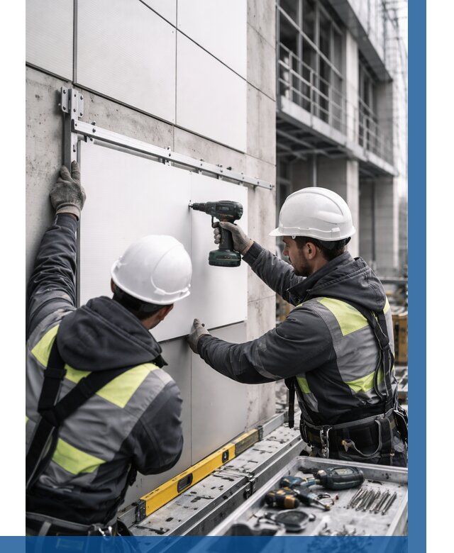 Монтаж композитных панелей фасада в Черемхове от 2607 р. | ВЫСОТНИК-Чрм