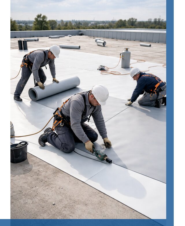 Монтаж мембранной кровли под ключ в Черемхове от 1251 р. | ВЫСОТНИК-Чрм