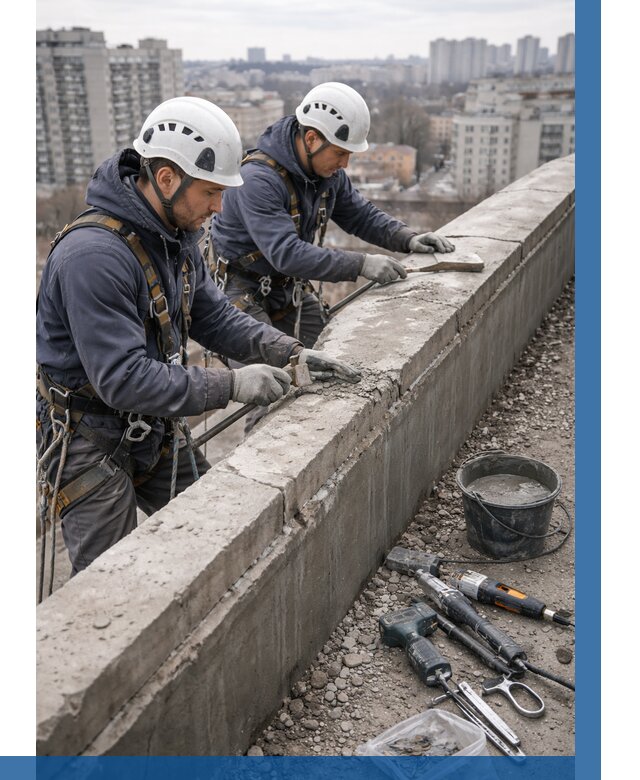 Ремонт парапета на кровле в Черемхове от 1564 р. | ВЫСОТНИК-Чрм