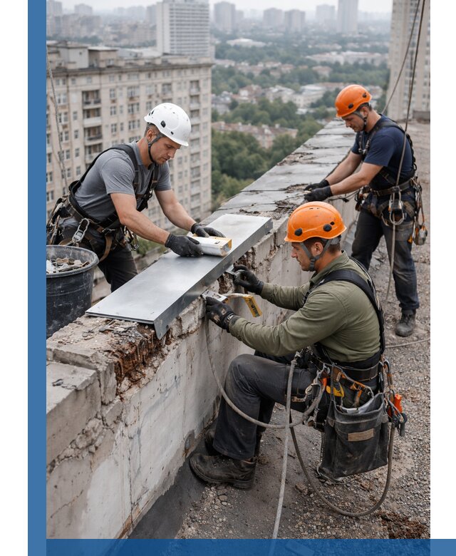 Ремонт парапета на кровле в Черемхове, высотные работы с гарантией