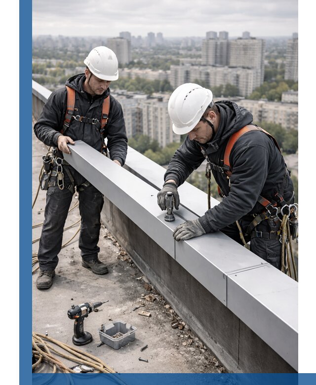 Монтаж парапетных крышек и ограждений кровли в Черемхове