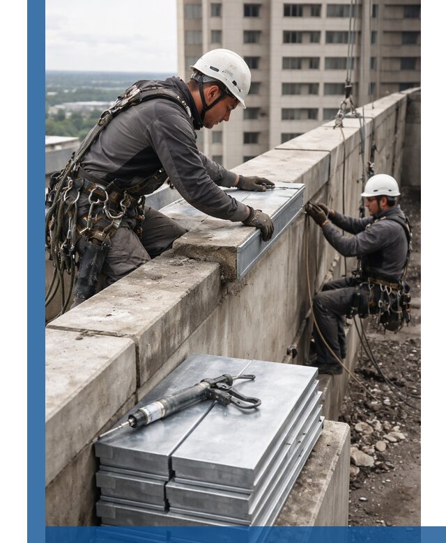 Замена парапетных крышек и установка новых в Черемхове