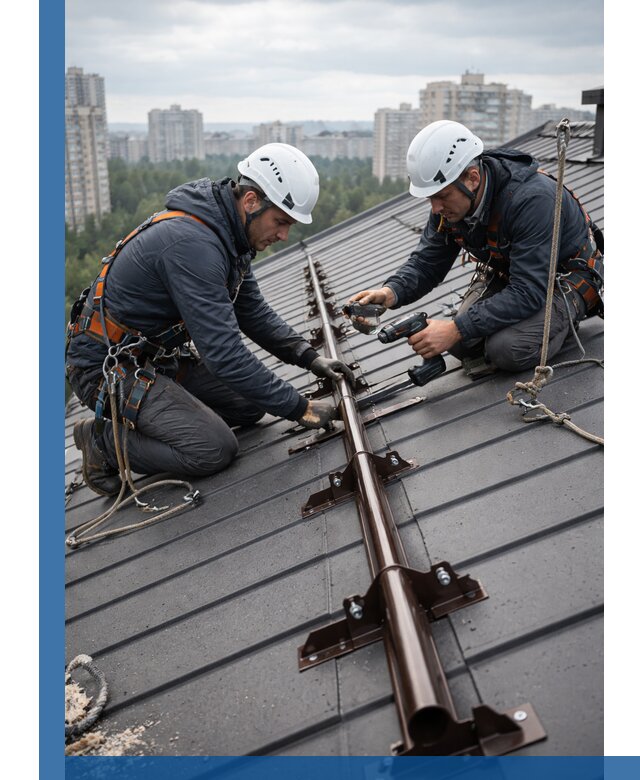 Монтаж снегозадержателей на кровле зданий в Черемхове под ключ