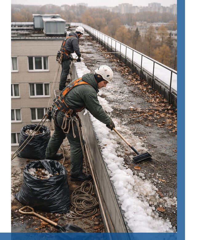 Очистка кровли по периметру в Черемхове от 573 р. | ВЫСОТНИК-Чрм