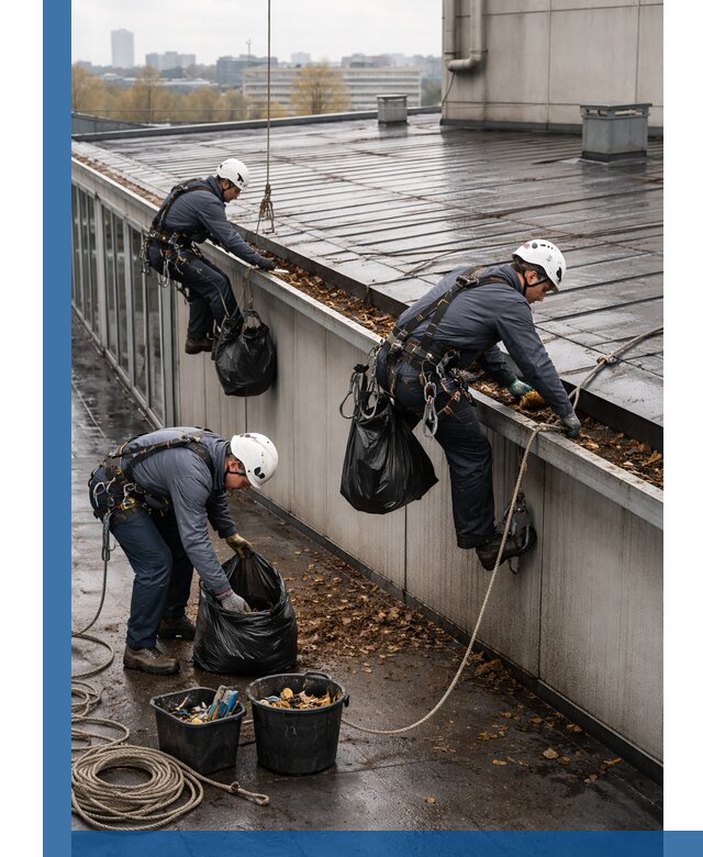 Очистка кровли по периметру в Черемхове силами промышленных альпинистов