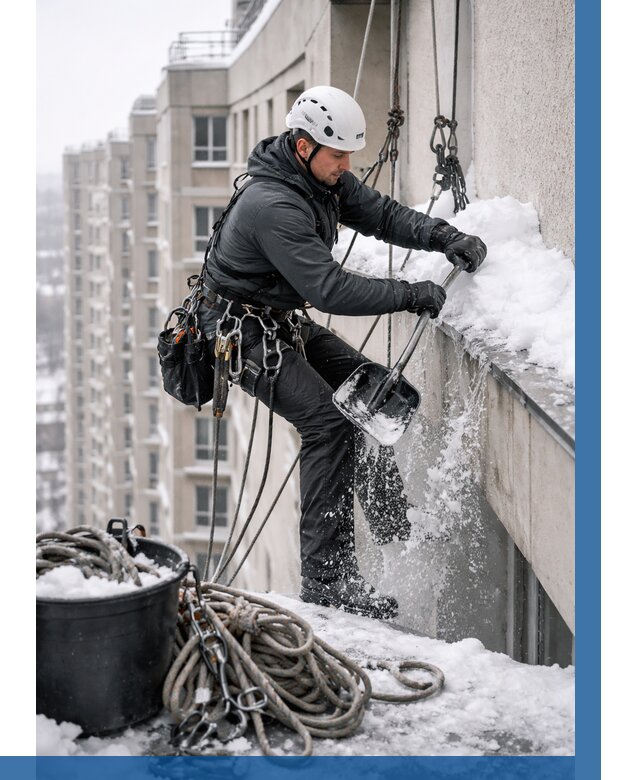 Очистка карнизов от снега в Черемхове от 313 р. | ВЫСОТНИК-Чрм