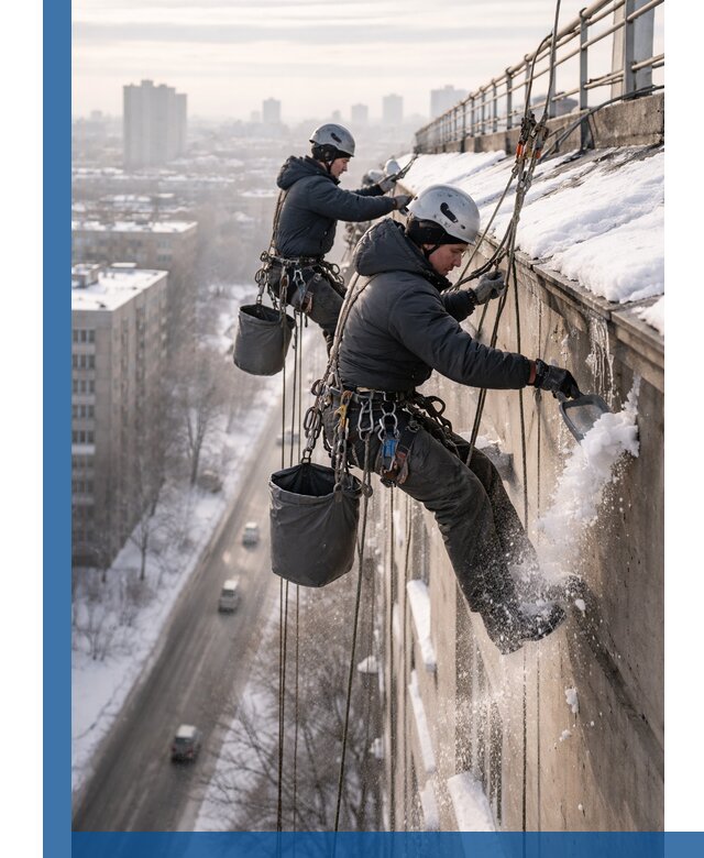 Очистка карнизов от снега в Черемхове профессионально и безопасно