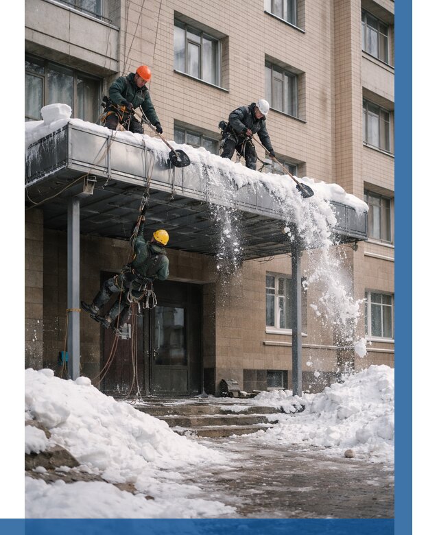 Очистка козырьков от снега в Черемхове от 3649 р. | ВЫСОТНИК-Чрм