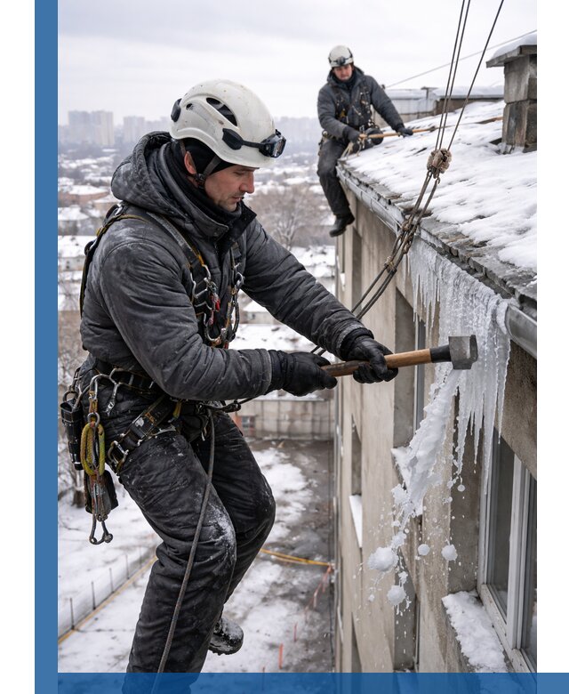 Сбивание и удаление сосулек с крыши в Черемхове безопасно