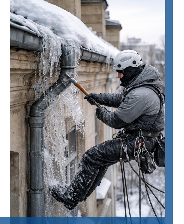 Очистка водостоков от льда в Черемхове от 3649 р. | ВЫСОТНИК-Чрм