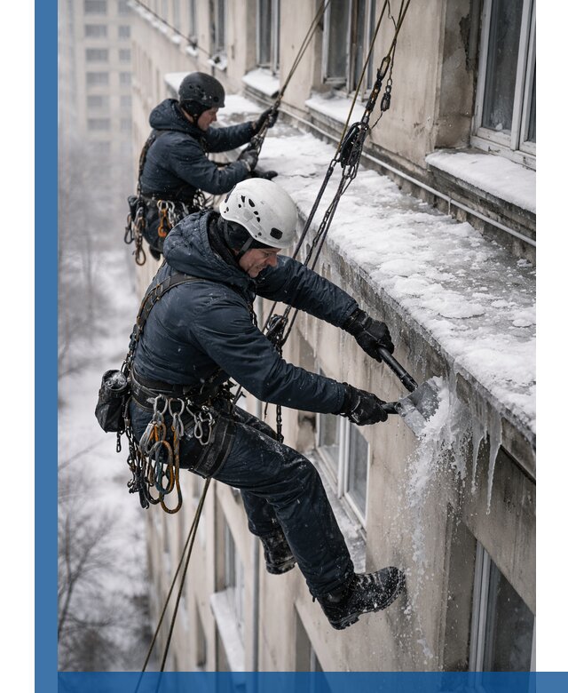 Удаление наледи и сосулек с карнизов в Черемхове профессионально