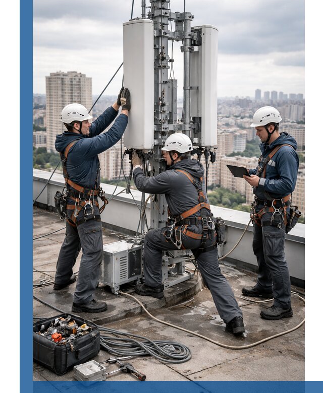 Монтаж антенн связи на крыше в Черемхове с вводом в эксплуатацию