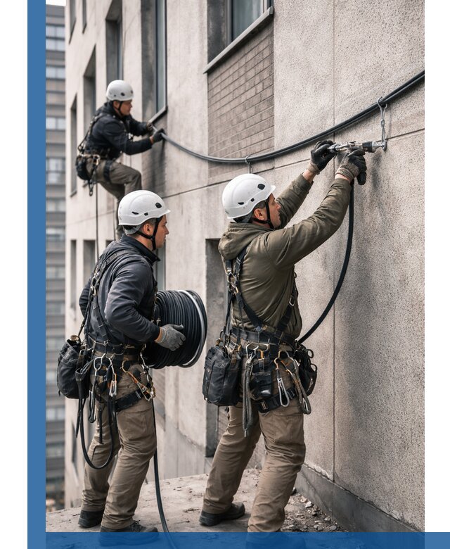 Прокладка кабеля по фасаду в Черемхове, профессиональный монтаж