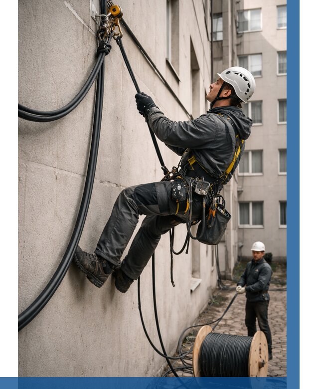 Протяжка кабеля питания на высоте в Черемхове от 469 р. | ВЫСОТНИК-Чрм