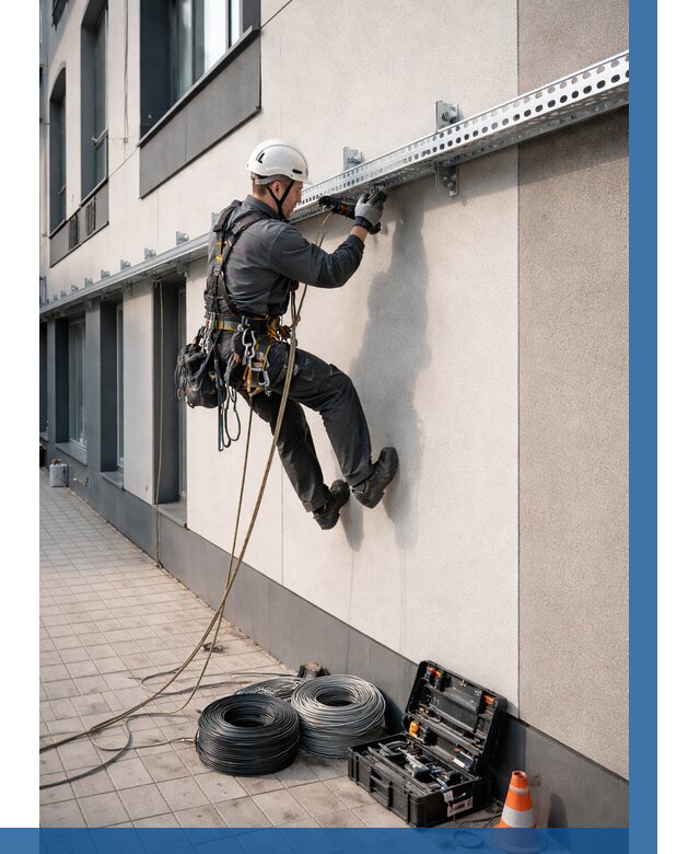 Монтаж кабельных лотков на фасаде в Черемхове от 1251 р. | ВЫСОТНИК-Чрм