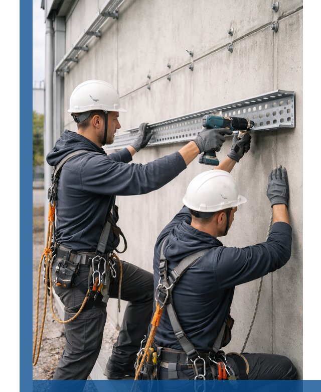 Монтаж кабельных лотков на фасаде зданий в Черемхове с гарантией