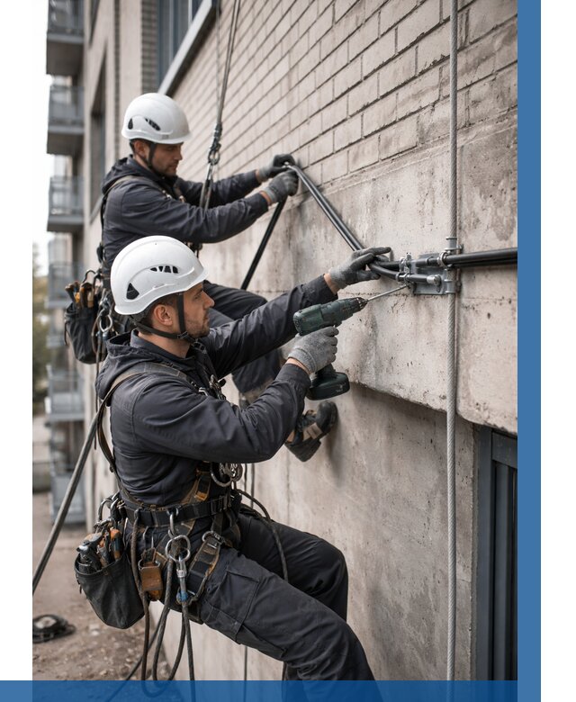 Крепление кабеля на фасаде в Черемхове от 365 р. | ВЫСОТНИК-Чрм