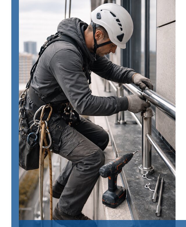 Монтаж ограждений на высоте в Черемхове для зданий и конструкций