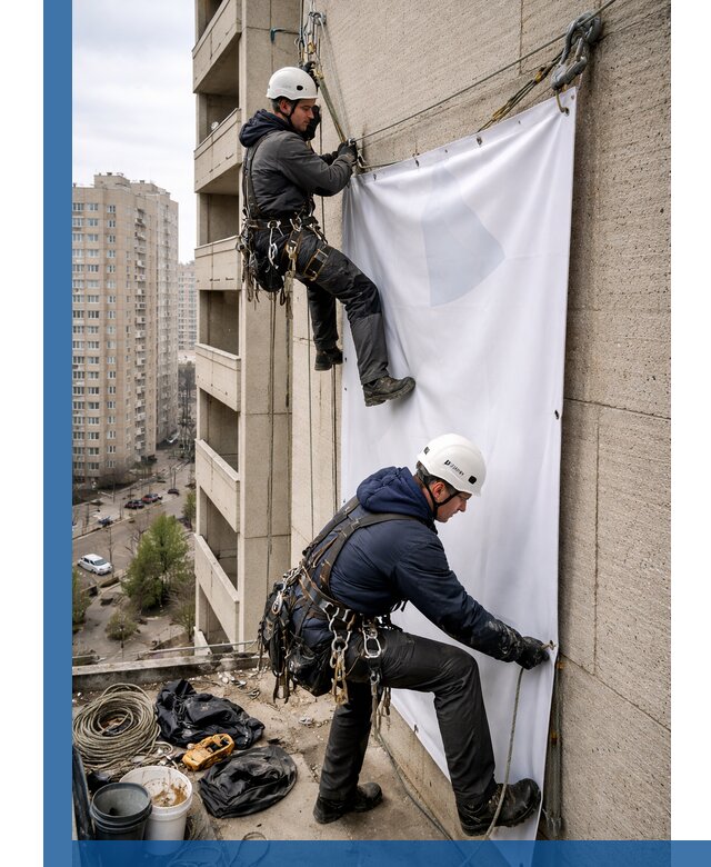 Профессиональный монтаж баннеров на фасаде в Черемхове