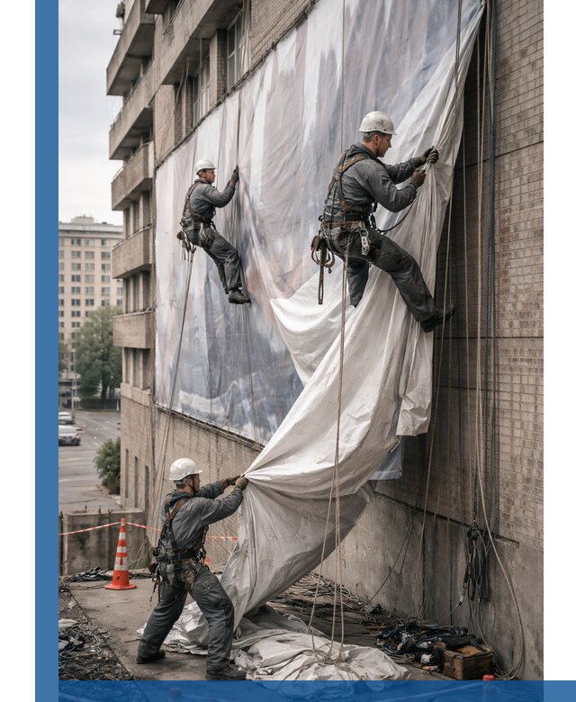 Демонтаж баннеров с фасада в Черемхове оперативно и безопасно