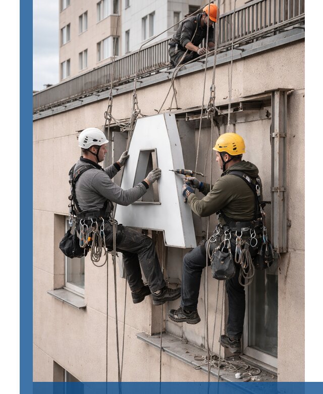Ремонт и восстановление наружных вывесок на высоте в Черемхове