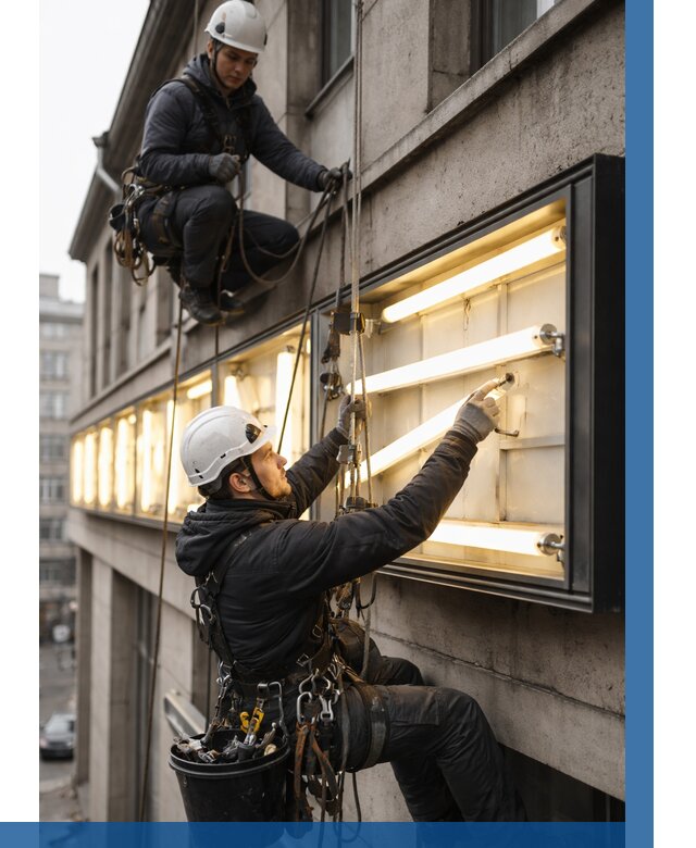 Замена ламп в вывеске в Черемхове под ключ от 3649 р. | ВЫСОТНИК-Чрм