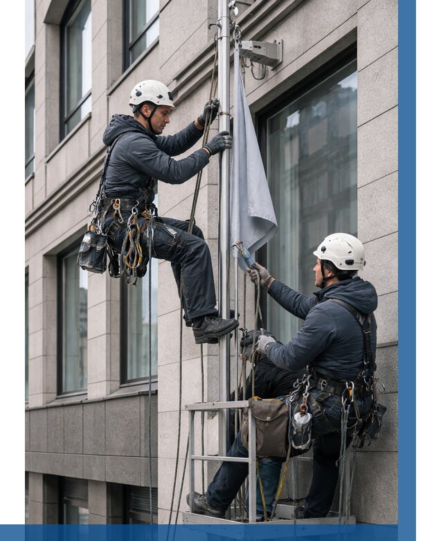 Установка флагов на фасаде в Черемхове от 4692 р. | ВЫСОТНИК-Чрм