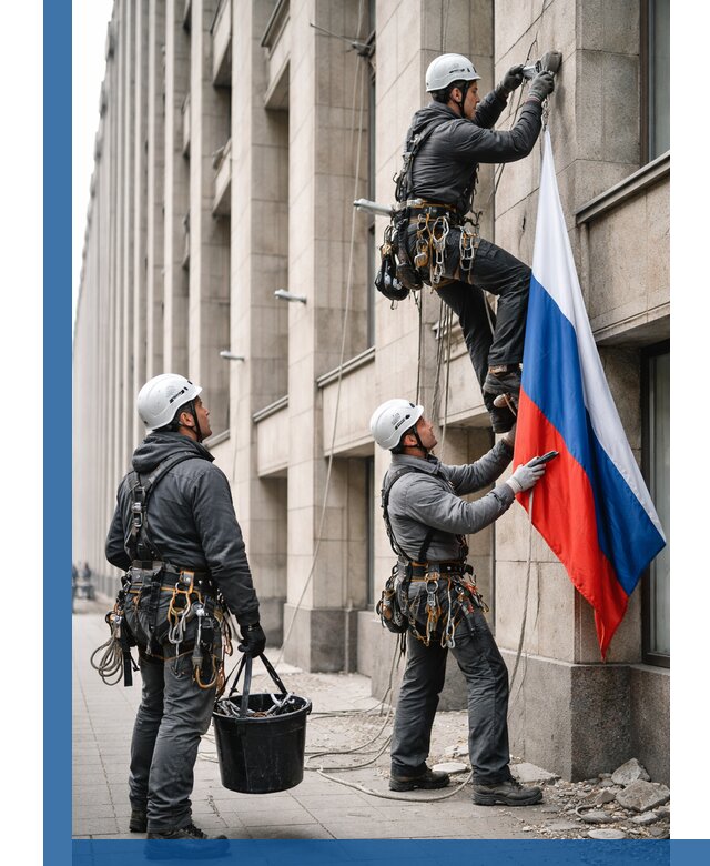 Профессиональная установка флагов на фасаде в Черемхове