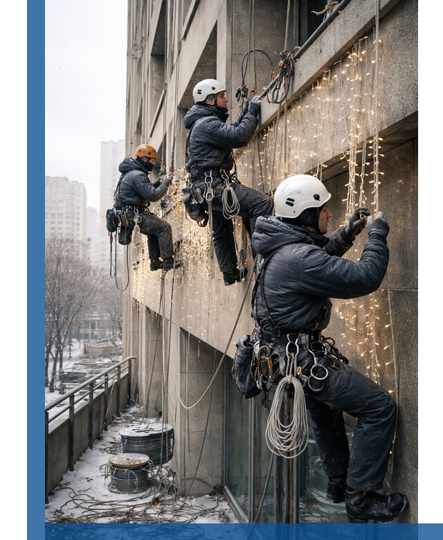 Монтаж новогодней иллюминации и украшение фасадов в Черемхове