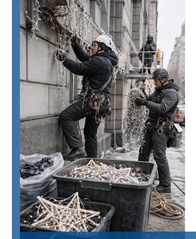 Демонтаж новогоднего оформления и гирлянд в Черемхове