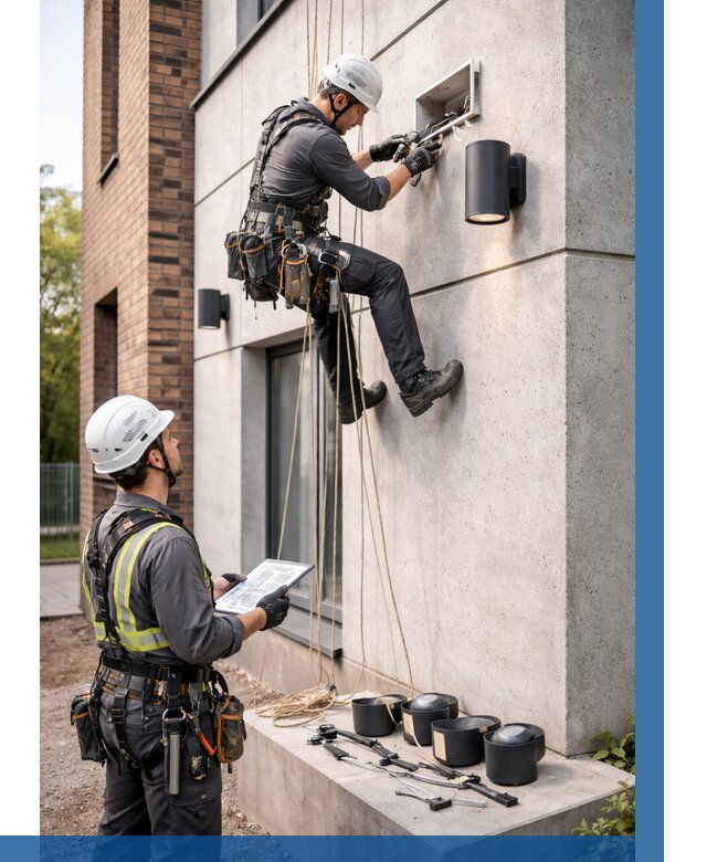 Монтаж фасадного освещения в Черемхове от 2607 р. | ВЫСОТНИК-Чрм