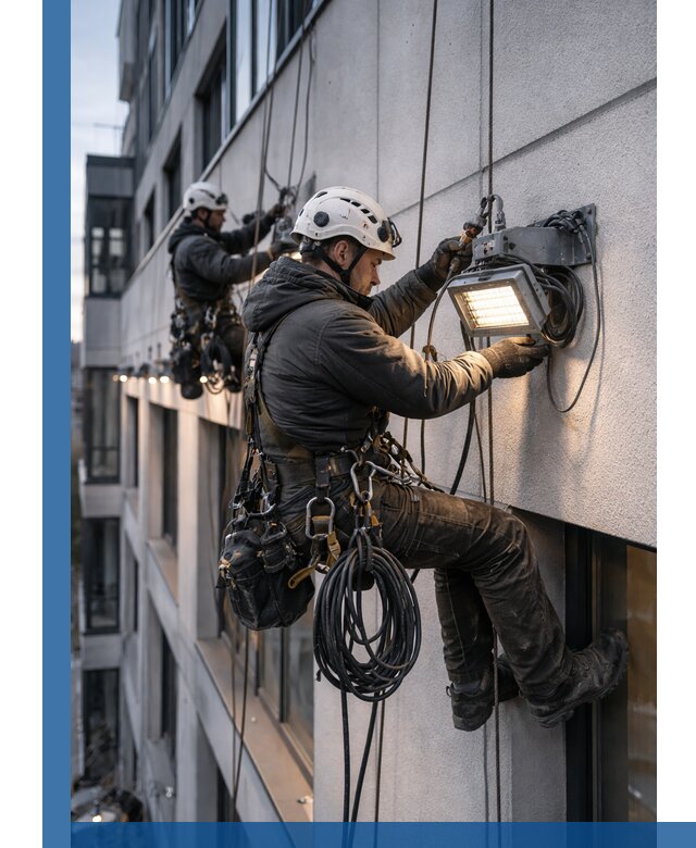 Монтаж фасадного освещения в Черемхове установка и подключение