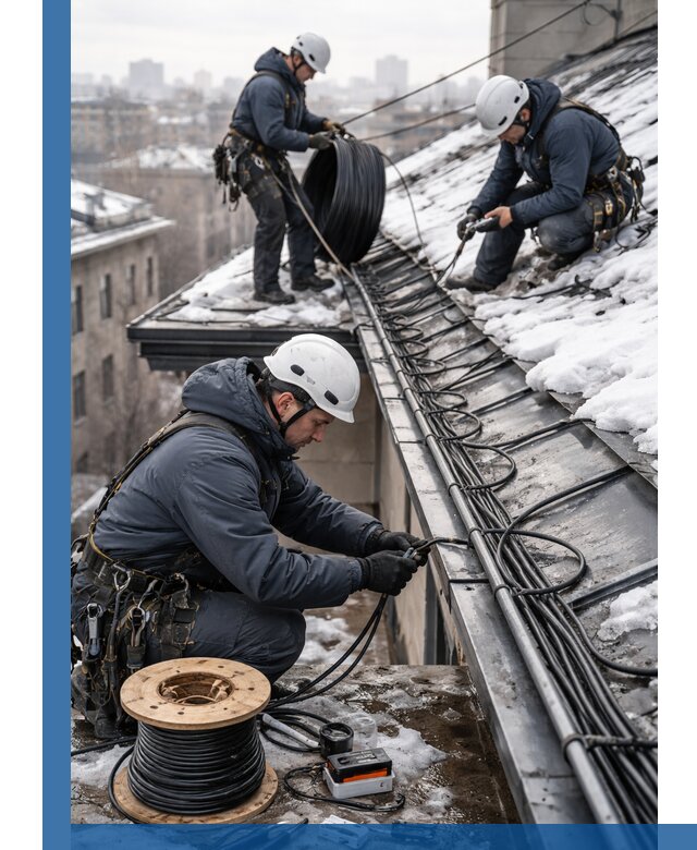 Монтаж греющего кабеля на кровле в Черемхове под ключ