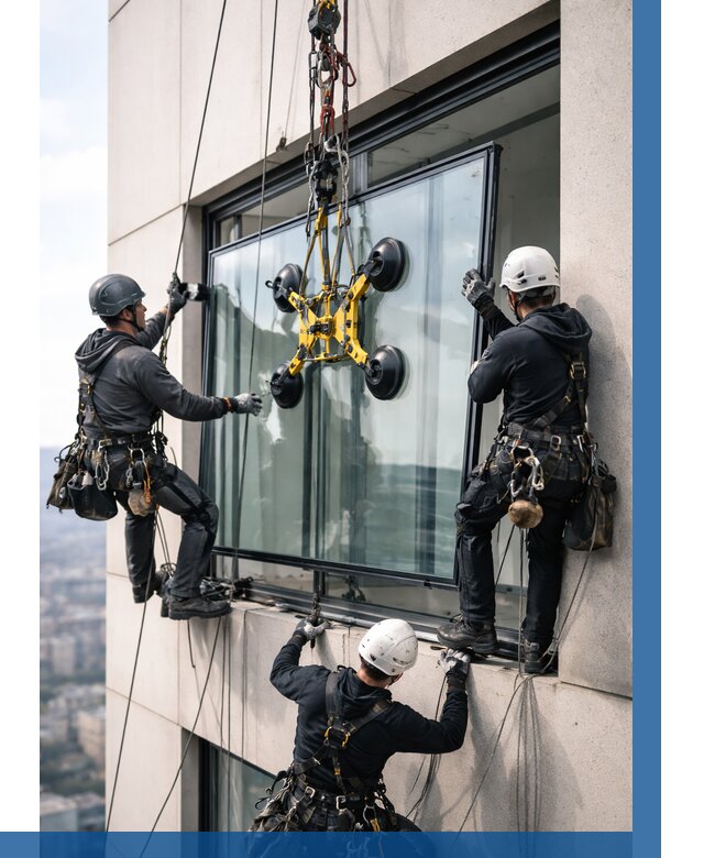 Монтаж стеклопакетов на высоте в Черемхове от 3336 р. | ВЫСОТНИК-Чрм