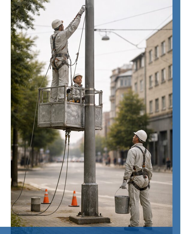 Покраска опор освещения в Черемхове от 5213 р. | ВЫСОТНИК-Чрм