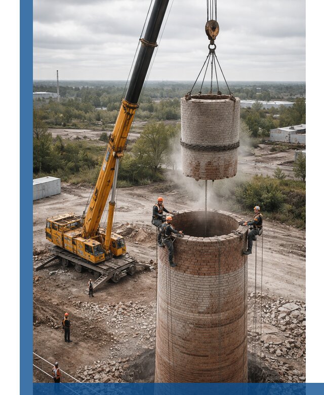 Демонтаж дымовой трубы в Черемхове с гарантиями безопасности