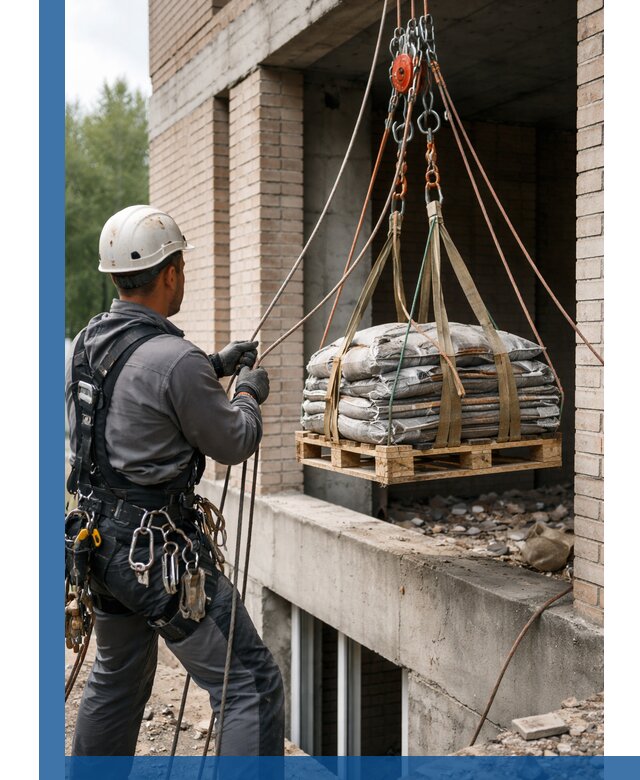 Подъем материалов на этаж веревками в Черемхове оперативно