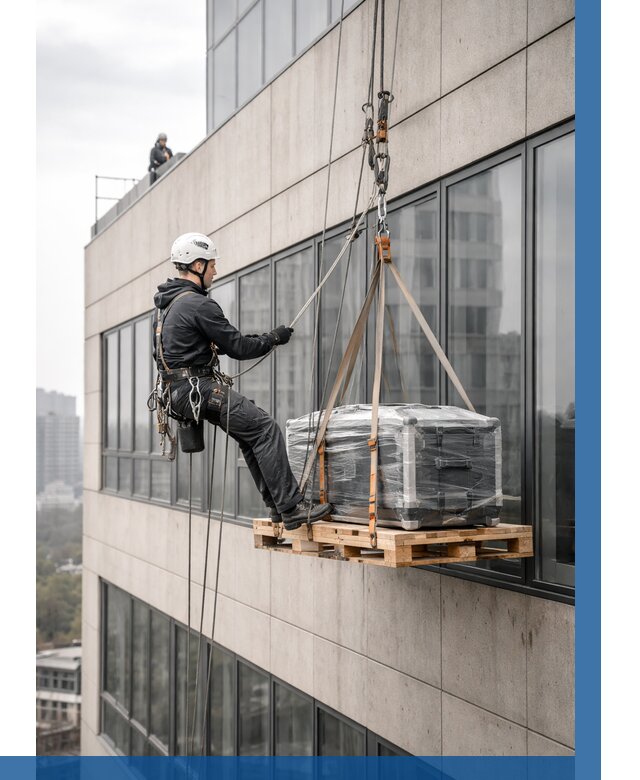 Спуск груза по фасаду в Черемхове от 3649 р. | ВЫСОТНИК-Чрм