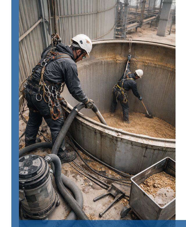 Профессиональная чистка зерновых бункеров в Черемхове с выездом