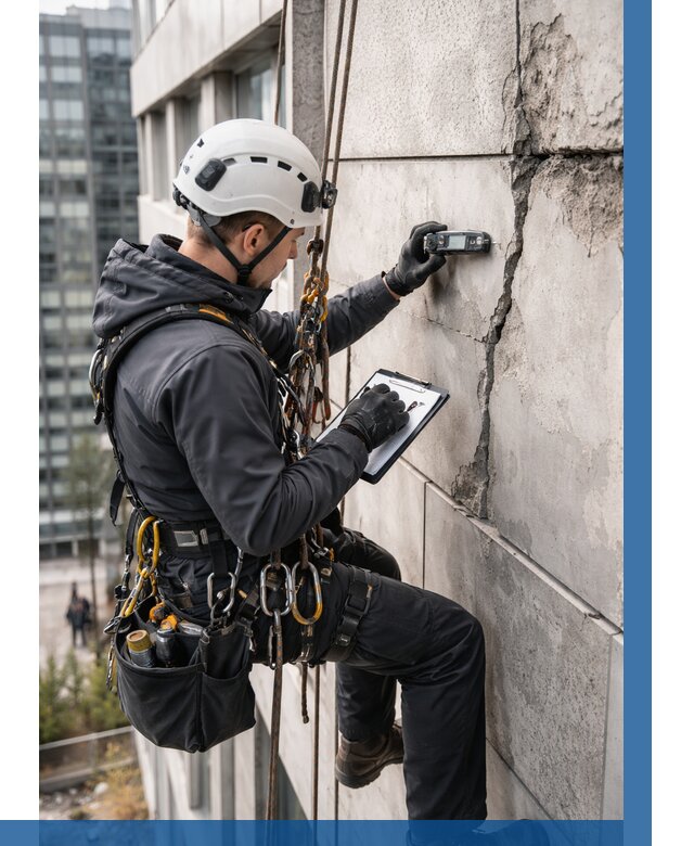 Обследование фасада альпинистами в Черемхове от 125 р. | ВЫСОТНИК-Чрм